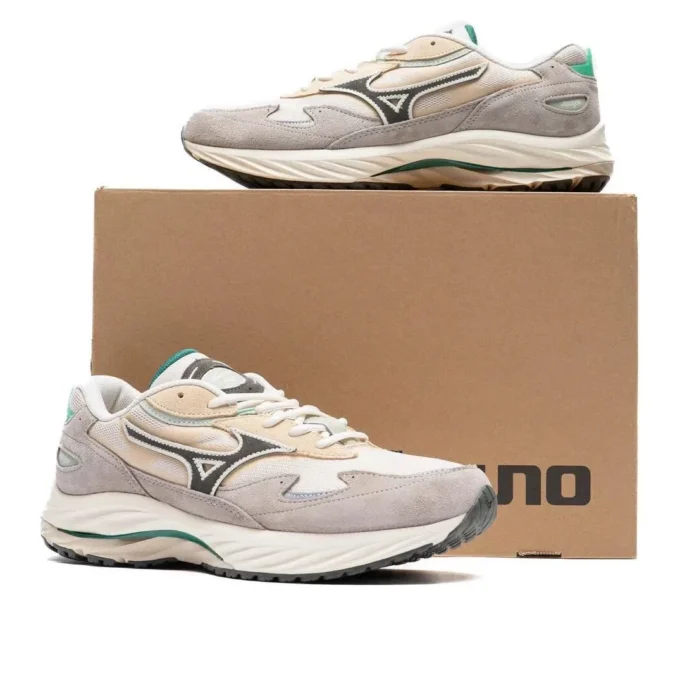 MIZUNO Wave Rider B «Light Beige Dark Grey Mint Green»